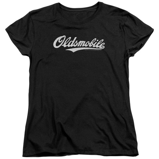 Oldsmobile Oldsmobile Cursive Logo Womens T Shirt Black