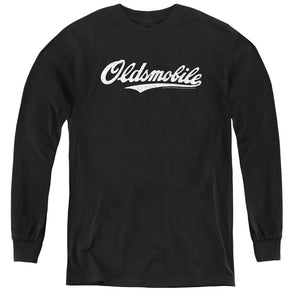 Oldsmobile Oldsmobile Cursive Logo Long Sleeve Kids Youth T Shirt Black