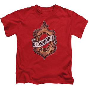 Oldsmobile Detroit Emblem Juvenile Kids Youth T Shirt Red