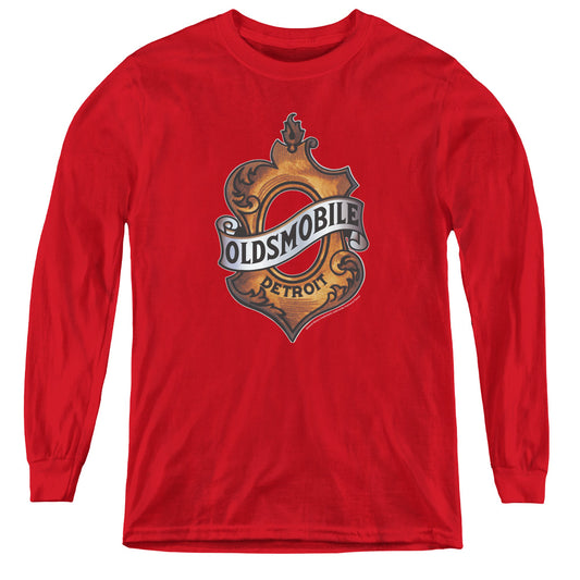 Oldsmobile Detroit Emblem Long Sleeve Kids Youth T Shirt Red