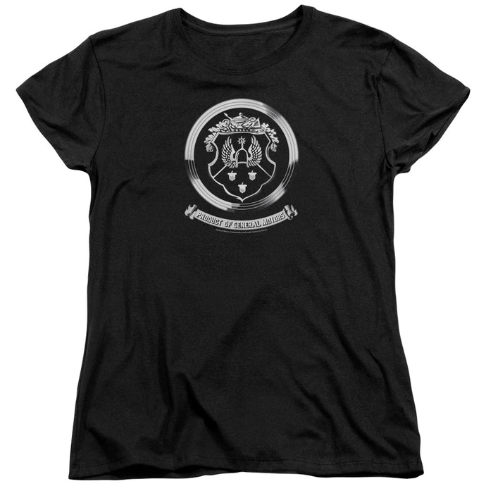 Oldsmobile 1930s Crest Emblem Womens T Shirt Black