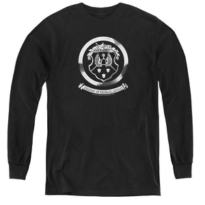 Oldsmobile 1930s Crest Emblem Long Sleeve Kids Youth T Shirt Black