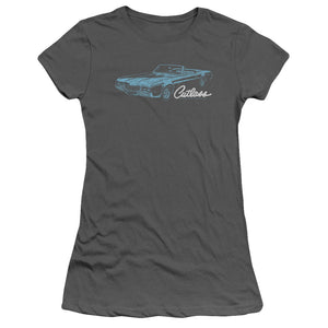 Oldsmobile 68 Cutlass Junior Sheer Cap Sleeve Womens T Shirt Charcoal