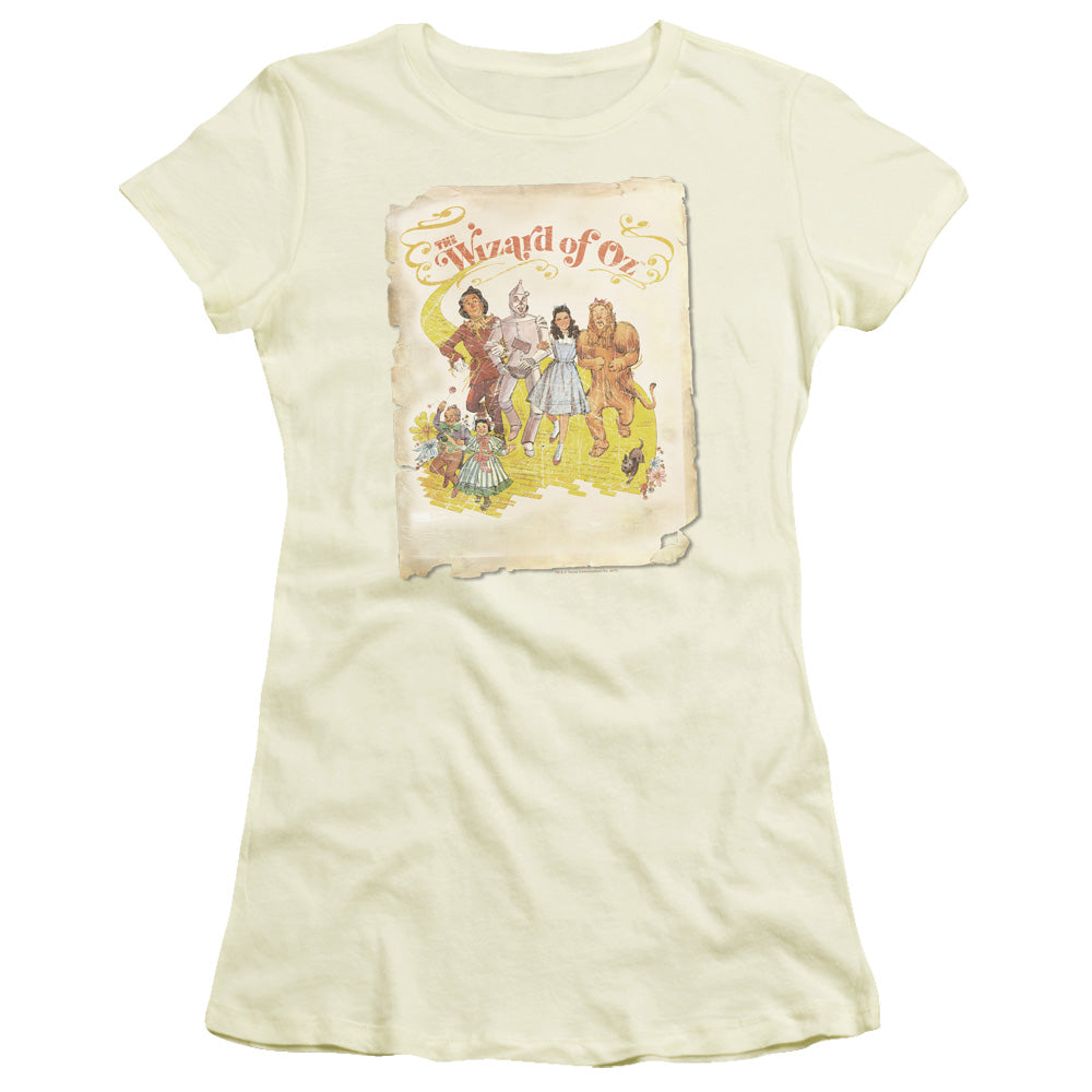 Wizard Of Oz Poster Junior Sheer Cap Sleeve Womens T Shirt Cream