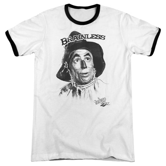 Wizard Of Oz Brainless Heather Ringer Mens T Shirt White Black