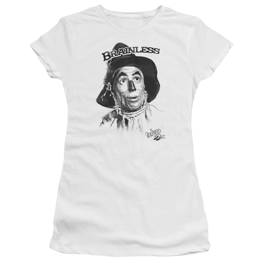 Wizard Of Oz Brainless Junior Sheer Cap Sleeve Womens T Shirt White