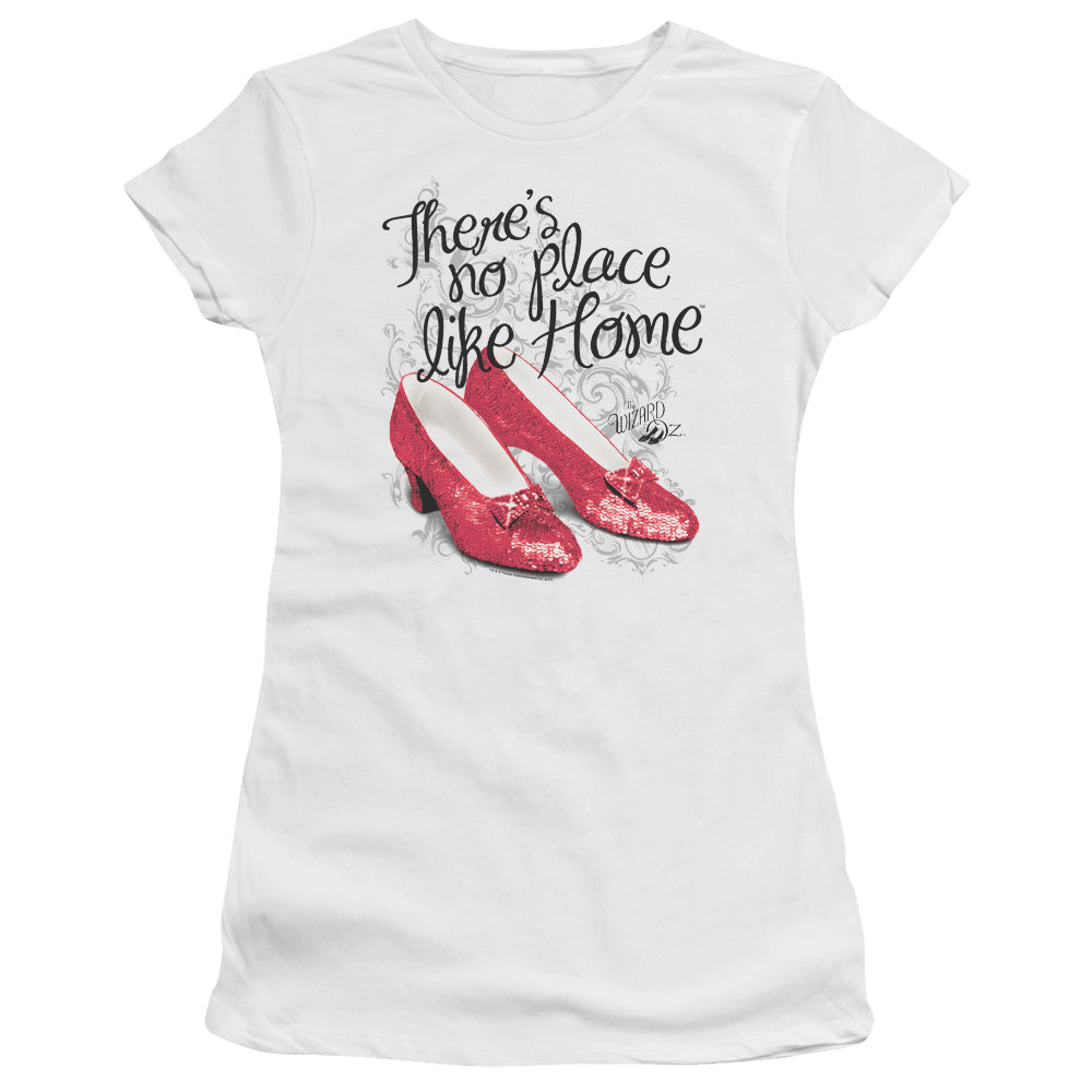 Wizard Of Oz Ruby Slippers Junior Sheer Cap Sleeve Womens T Shirt White