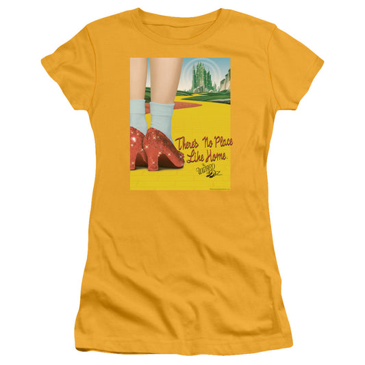 Wizard Of Oz The Way Home Junior Sheer Cap Sleeve Womens T Shirt Gold