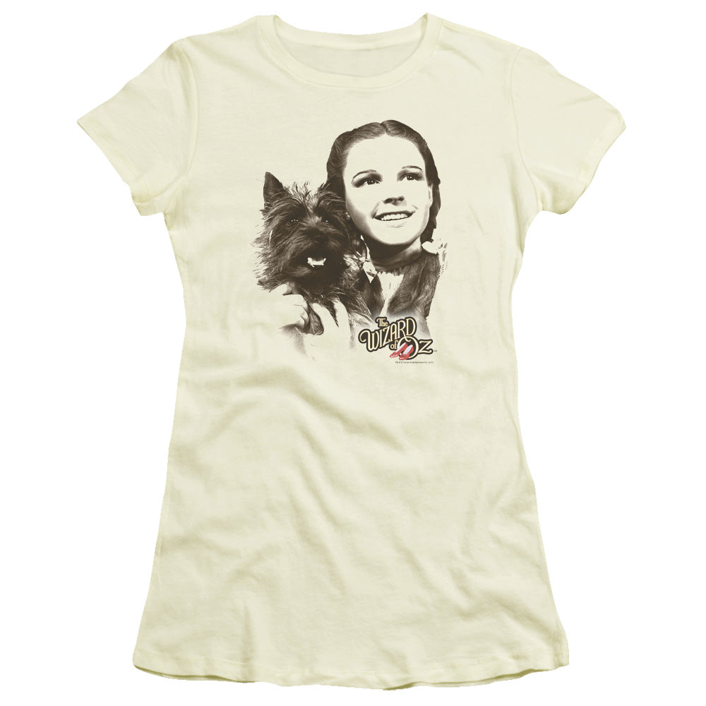 Wizard Of Oz Dorothy & Toto Junior Sheer Cap Sleeve Womens T Shirt Cream