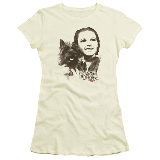 Wizard Of Oz Dorothy & Toto Junior Sheer Cap Sleeve Womens T Shirt Cream