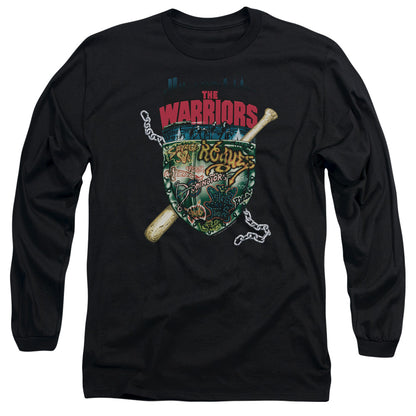 Warriors Shield Mens Long Sleeve Shirt Black Officially Licensed