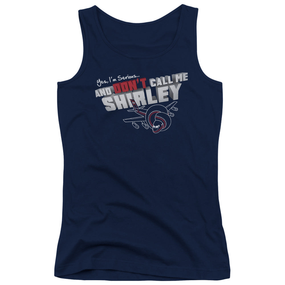 Airplane! Don't Call Me Shirley Womens Tank Top Shirt Navy Blue