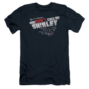 Airplane! Don't Call Me Shirley Slim Fit Mens T Shirt Navy Blue