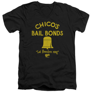 The Bad News Bears Chicos Bail Bonds Mens Slim Fit V-Neck T Shirt Black