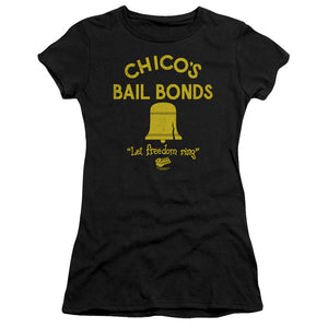 The Bad News Bears Chicos Bail Bonds Junior Sheer Cap Sleeve Womens T Shirt Black