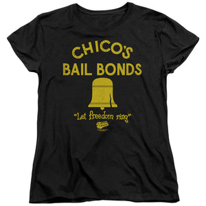 The Bad News Bears Chicos Bail Bonds Womens T Shirt Black