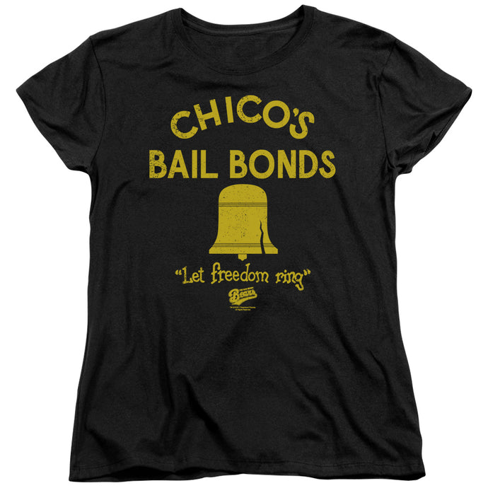 The Bad News Bears Chicos Bail Bonds Womens T Shirt Black