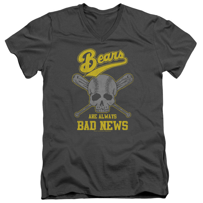 The Bad News Bears Always Bad News Mens Slim Fit V-Neck T Shirt Charcoal