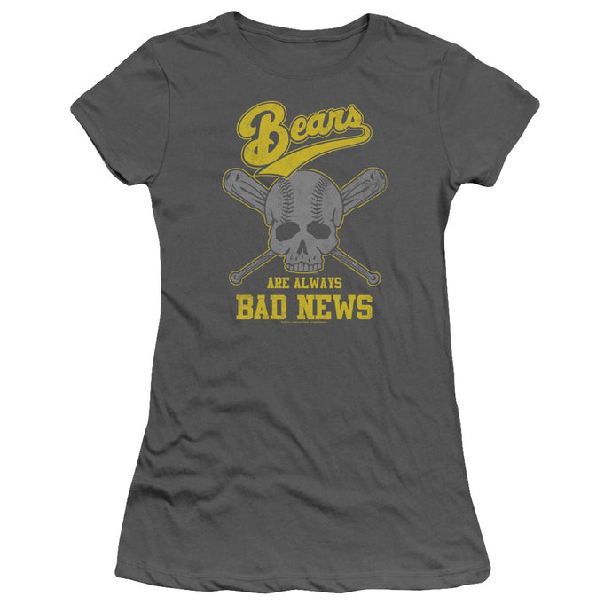 The Bad News Bears Always Bad News Junior Sheer Cap Sleeve Womens T Shirt Charcoal