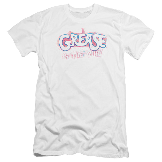 Grease Grease Is The Word Premium Bella Canvas Slim Fit Mens T Shirt White
