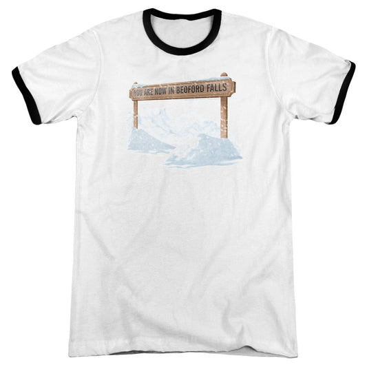 Its A Wonderful Life Bedford Falls Heather Ringer Mens T Shirt White