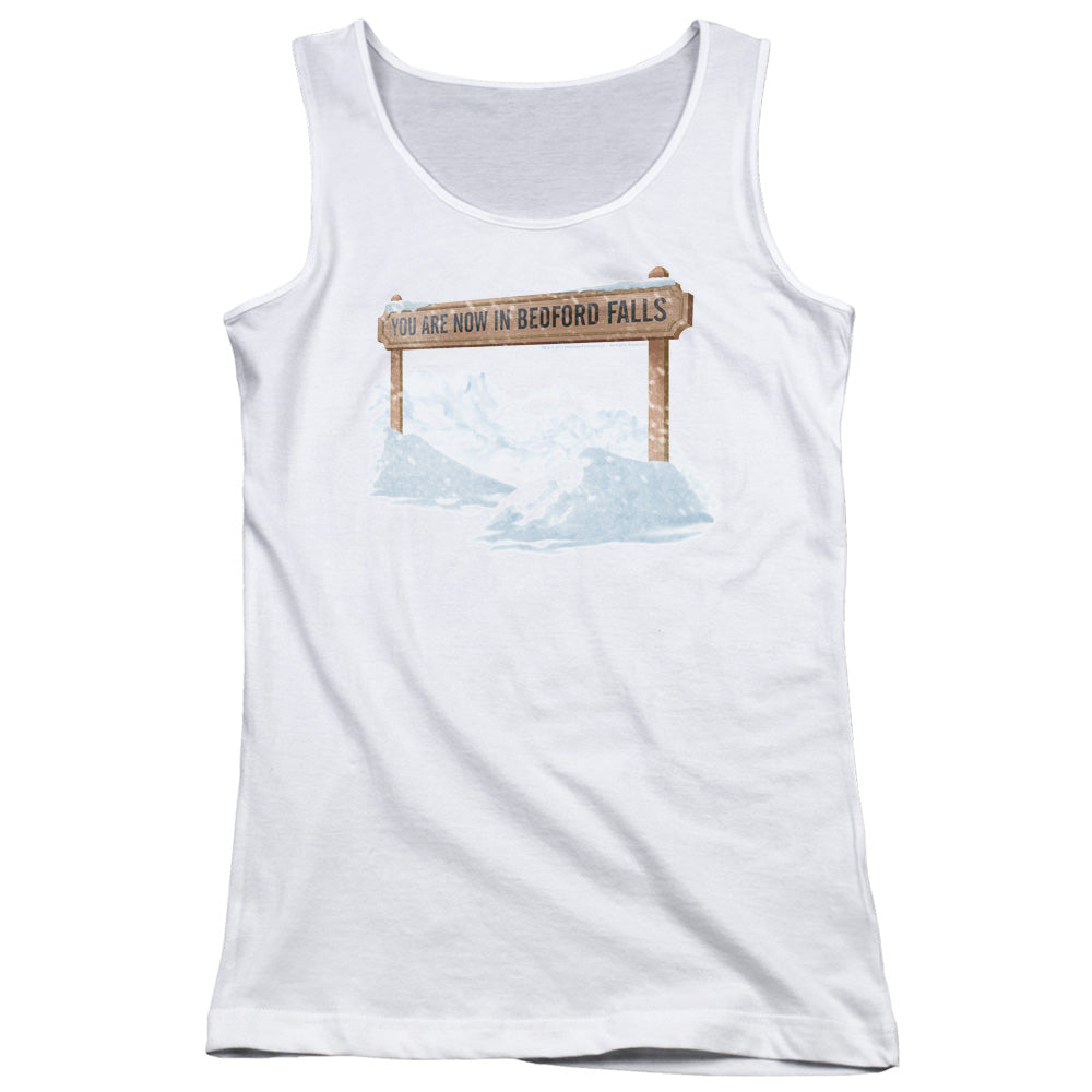 Its A Wonderful Life Bedford Falls Womens Tank Top Shirt White