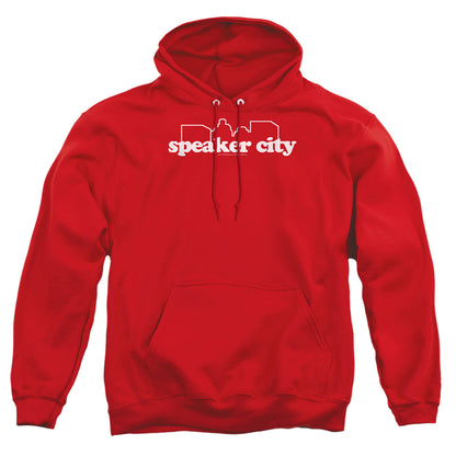 Old School Speaker City Logo Mens Hoodie Red Officially Licensed