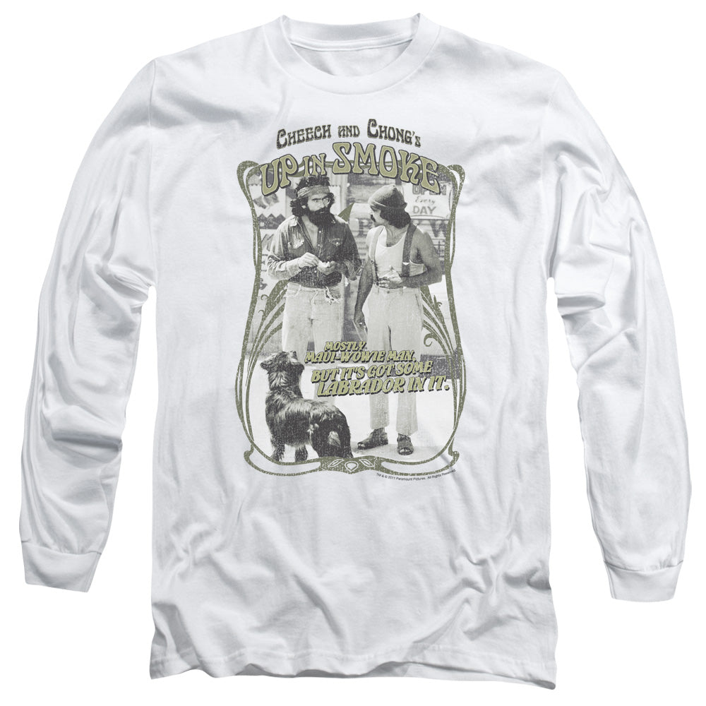 Up In Smoke Labrador Mens Long Sleeve Shirt White