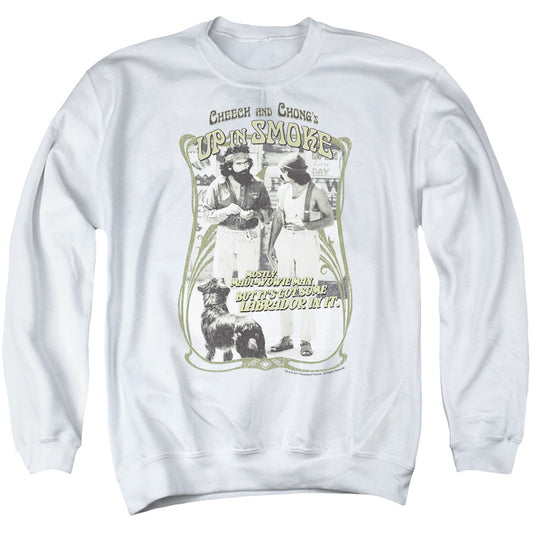 Up In Smoke Labrador Mens Crewneck Sweatshirt White