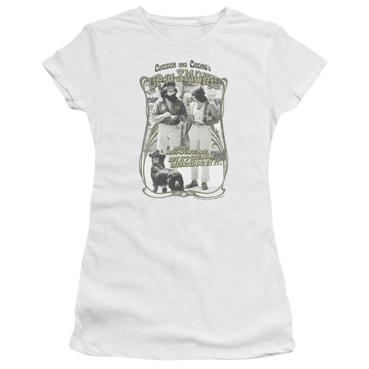 Up In Smoke Labrador Junior Sheer Cap Sleeve Womens T Shirt White