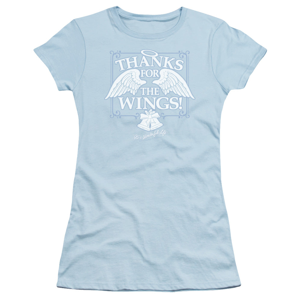 Its A Wonderful Life Dear George Junior Sheer Cap Sleeve Womens T Shirt Light Blue