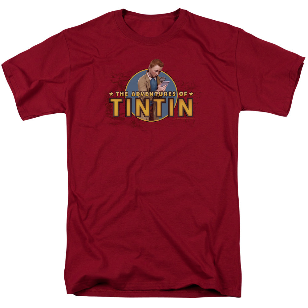 The Adventures Of Tintin Looking For Clues Mens T Shirt Cardinal