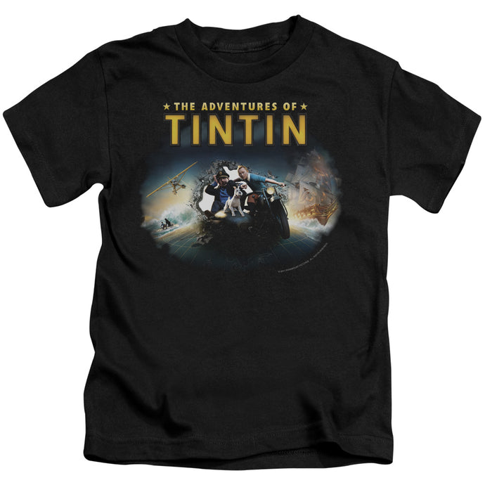 The Adventures Of Tintin Journey Juvenile Kids Youth T Shirt Black
