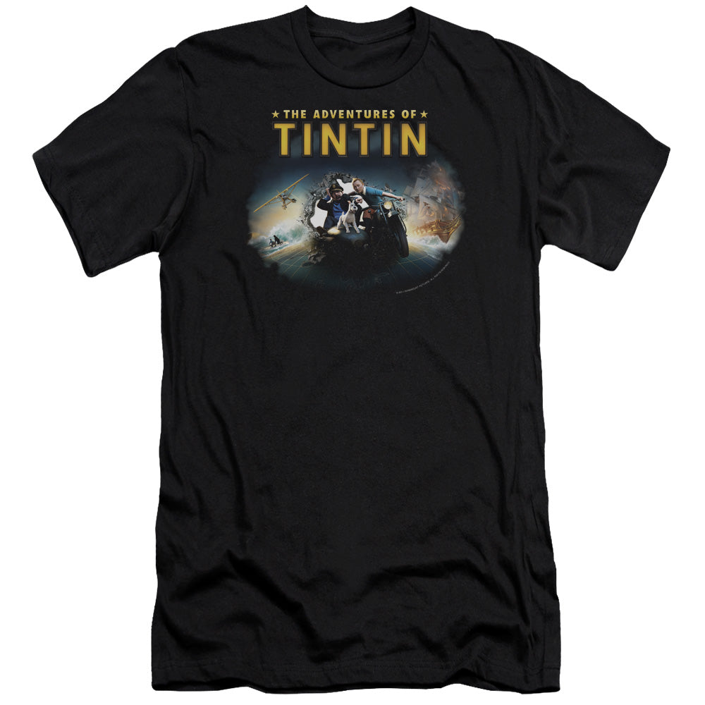 The Adventures Of Tintin Journey Premium Bella Canvas Slim Fit Mens T Shirt Black