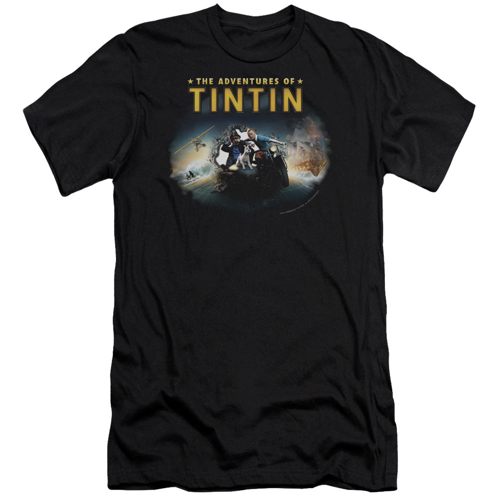 The Adventures Of Tintin Journey Slim Fit Mens T Shirt Black