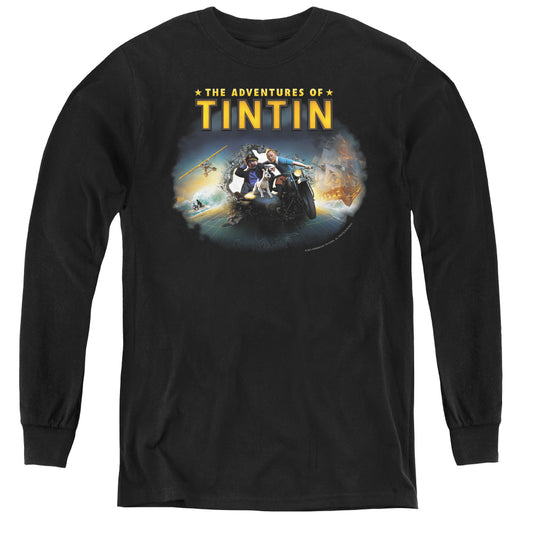 The Adventures Of Tintin Journey Long Sleeve Kids Youth T Shirt Black