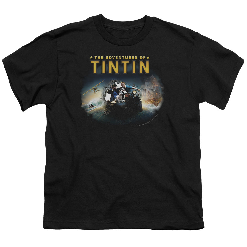 The Adventures Of Tintin Journey Kids Youth T Shirt Black