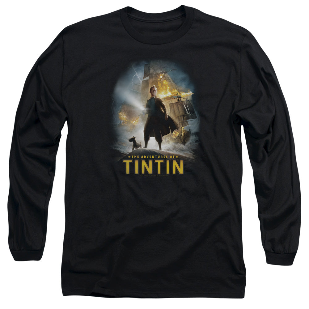 The Adventures Of Tintin Poster Mens Long Sleeve Shirt Black