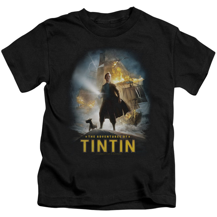 The Adventures Of Tintin Poster Juvenile Kids Youth T Shirt Black