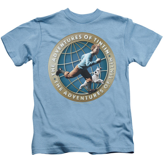 The Adventures Of Tintin Around The Globe Juvenile Kids Youth T Shirt Carolina Blue