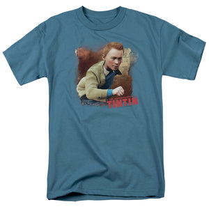 The Adventures Of Tintin Title Mens T Shirt Slate