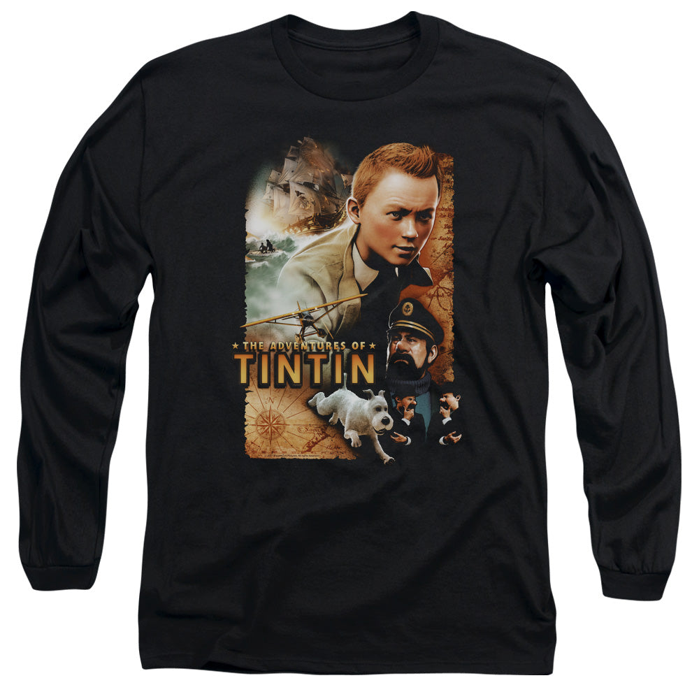 The Adventures Of Tintin Adventure Poster Mens Long Sleeve Shirt Black