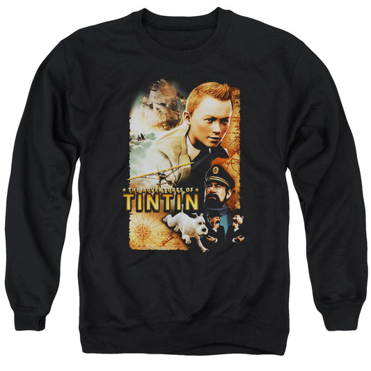 The Adventures Of Tintin Adventure Poster Mens Crewneck Sweatshirt Black