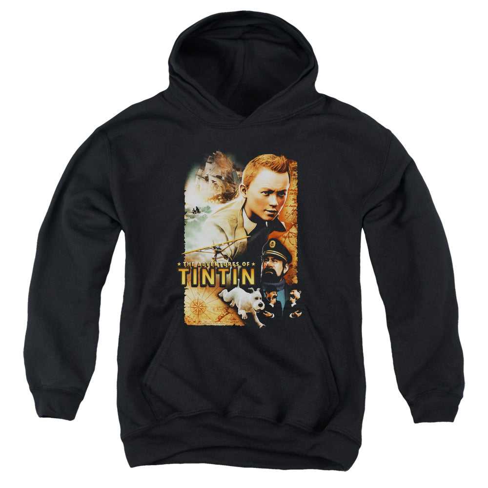 The Adventures Of Tintin Adventure Poster Kids Youth Hoodie Black