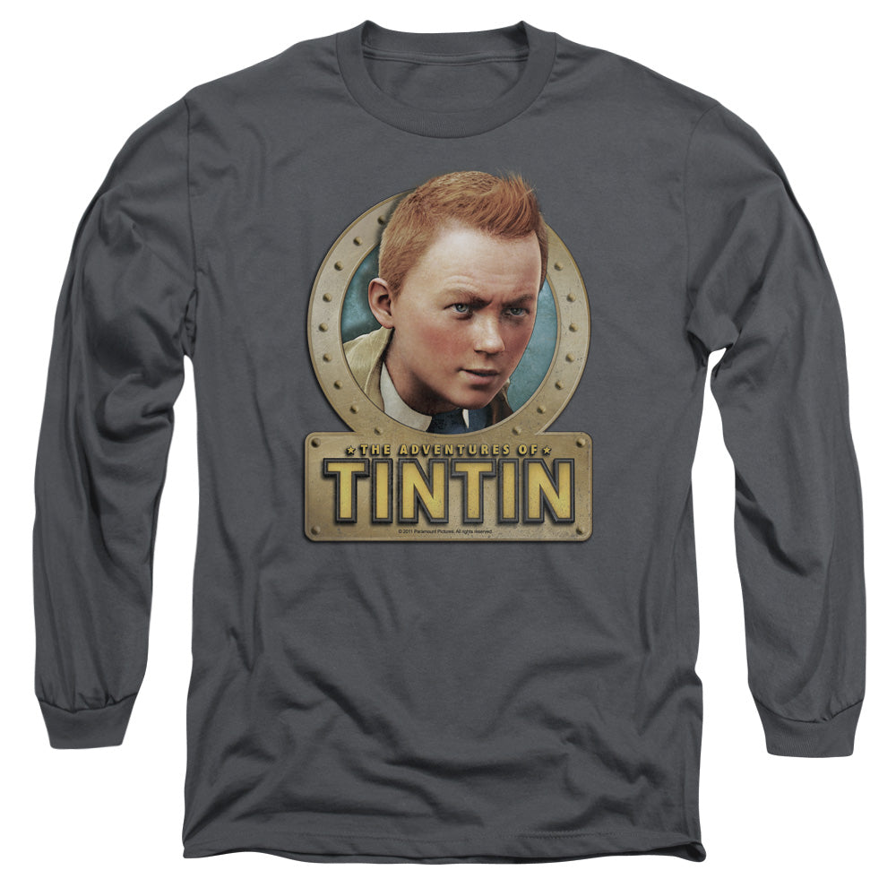 The Adventures Of Tintin Metal Mens Long Sleeve Shirt Charcoal