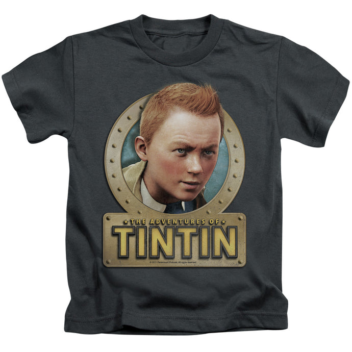The Adventures Of Tintin Metal Juvenile Kids Youth T Shirt Charcoal