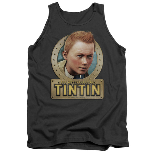 The Adventures Of Tintin Metal Mens Tank Top Shirt Charcoal