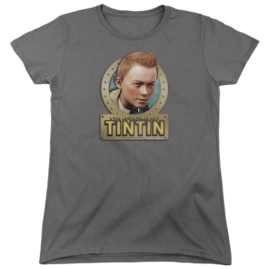 The Adventures Of Tintin Metal Womens T Shirt Charcoal