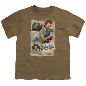 The Adventures Of Tintin Im A Reporter Kids Youth T Shirt Safari Green