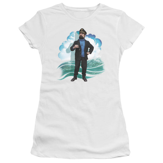 The Adventures Of Tintin Haddock Junior Sheer Cap Sleeve Womens T Shirt White